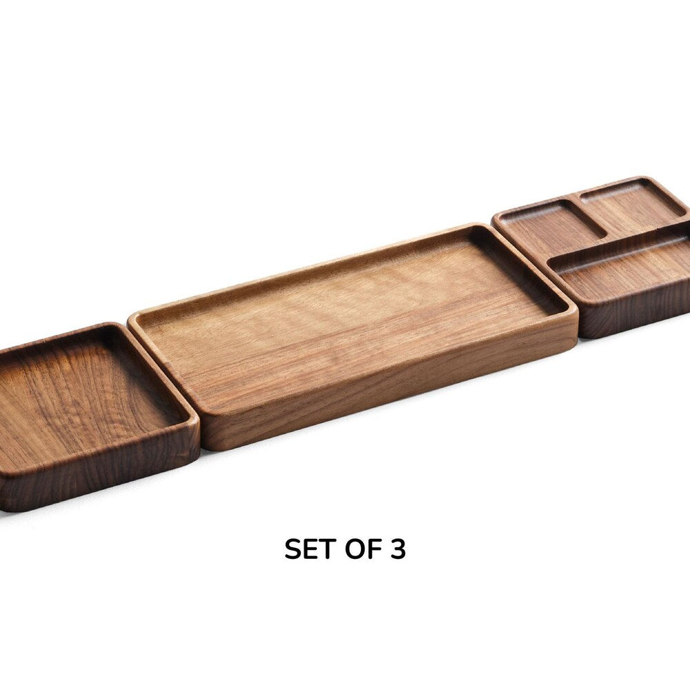 Rustic Wooden Desk Organizer Set with Tray – Office Decor Gift for Men Women, Minimalist Home Office Accessories- Office Gift