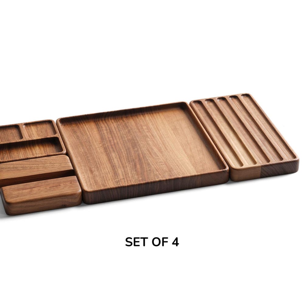 Custom Wood Desk Organizer Set – Personalized Office Tray with Phone Stand – Wooden Tray - Minimalist Gift for Him or Her