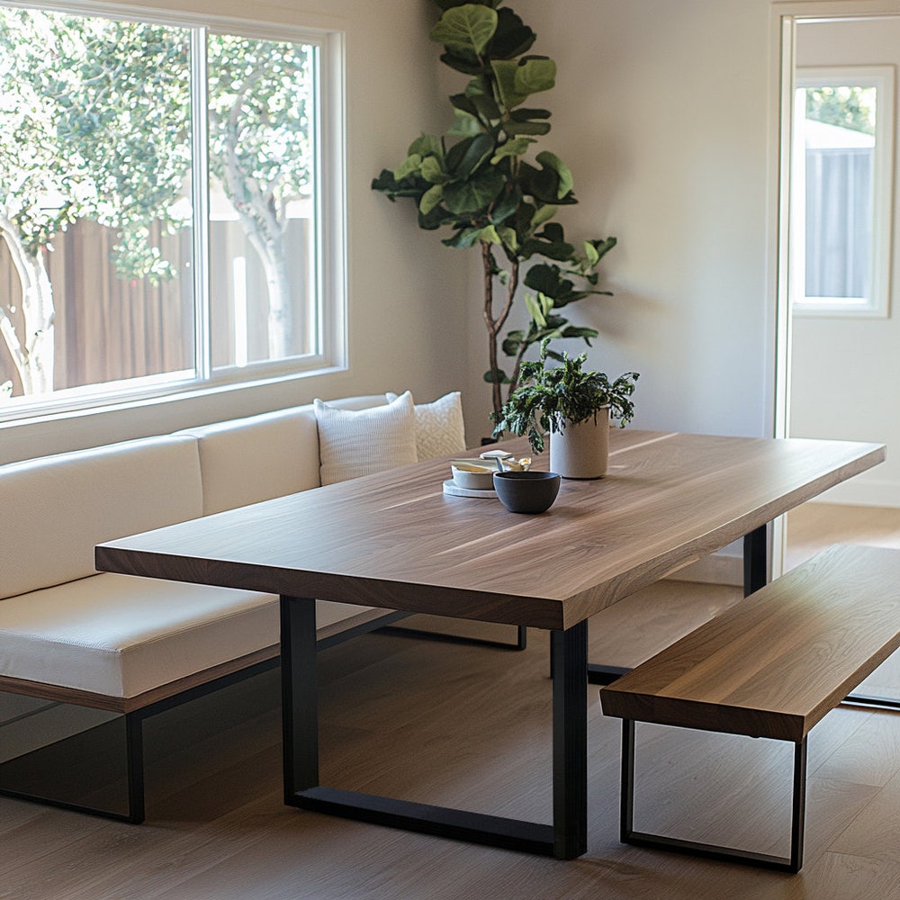 The Underhill Walnut Dining Table, Handcrafted Solid Wood Dining Table, Modern Style Kitchen Table