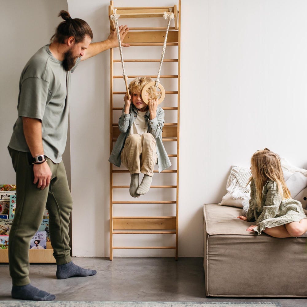 Climbing Wall for Toddler Indoor playground, Nursery kids gym, Montessori furniture, Wooden Swedish Ladder, Balancing toy, Climber and slide
