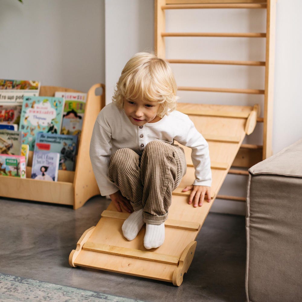 Climbing Wall for Toddler Indoor playground, Nursery kids gym, Montessori furniture, Wooden Swedish Ladder, Balancing toy, Climber and slide