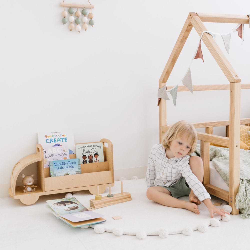 Christmas Gift for Toddler - Truck Bookcase, Montessori bookshelf, Unique Baby present, Nursery shelves, 1 year old gift, Waldorf furniture