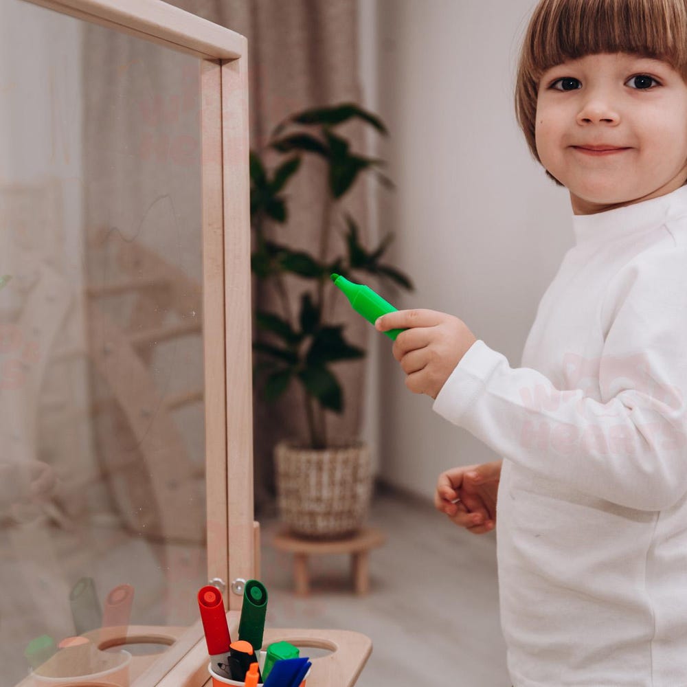 Acrylic Paint Stand for Kids, Double Sided Indoor Easel, Acrylic Toddler Art Easel, Wipe Off Easel, Art Display, Free Standing Art Board