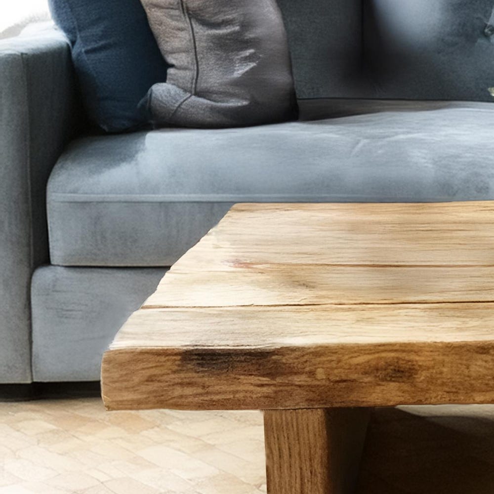 Custom Handmade Rustic Wooden Coffee Table - Farmhouse Style natural Live Edge Reclaimed Handcrafted solid rectangular wood table home decor