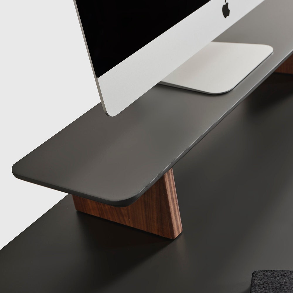 Wooden Monitor Stand, Custom Size Anthracite Monitor Stand, 38 Inch Wooden Screen Riser, Desk Shelf, Cream or Anthracite Monitor Riser