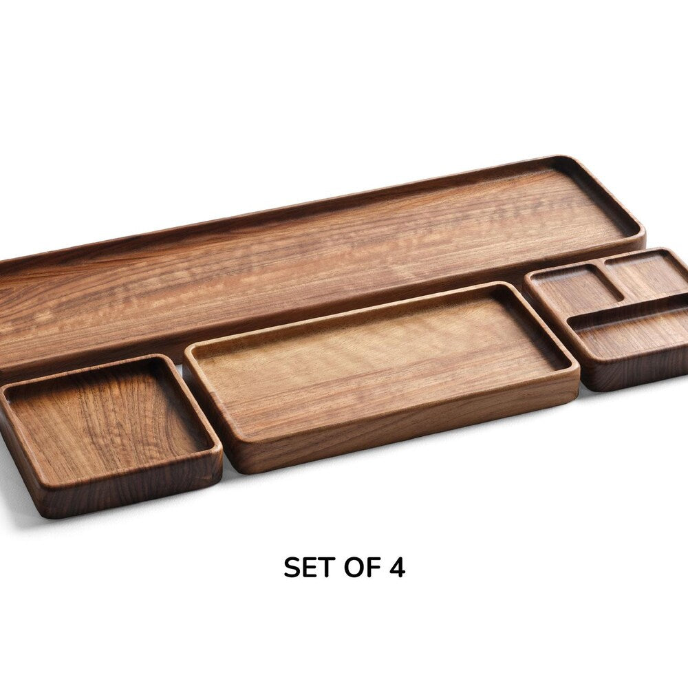 Rustic Wooden Desk Organizer Set with Tray – Office Decor Gift for Men Women, Minimalist Home Office Accessories- Office Gift