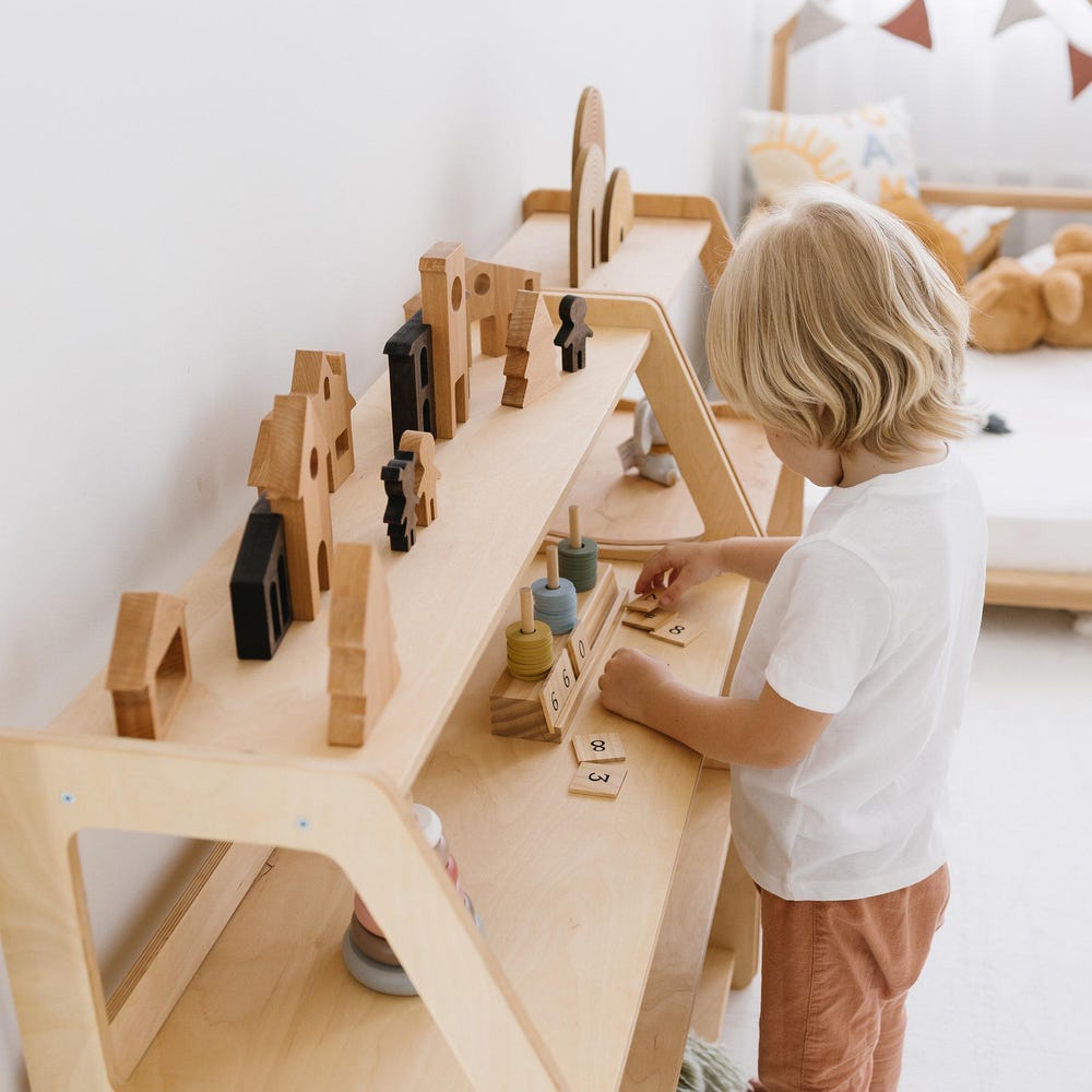Christmas Village Set, Montessori Toys, Holiday Decor, Building Blocks for Toddler, Reusable Christmas Decoration, Wooden Village Houses