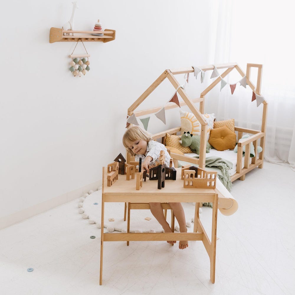Christmas Village Set, Montessori Pretend Play Toys, Holiday Reusable Decor, Building Blocks for Toddler, Wooden Village Houses, First Gift