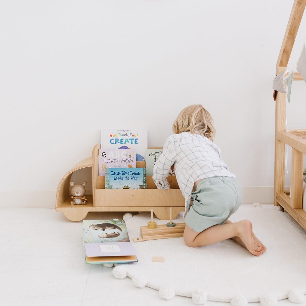 Christmas Gift for Toddler - Truck Bookcase, Montessori bookshelf, Unique Baby present, Nursery shelves, 1 year old gift, Waldorf furniture