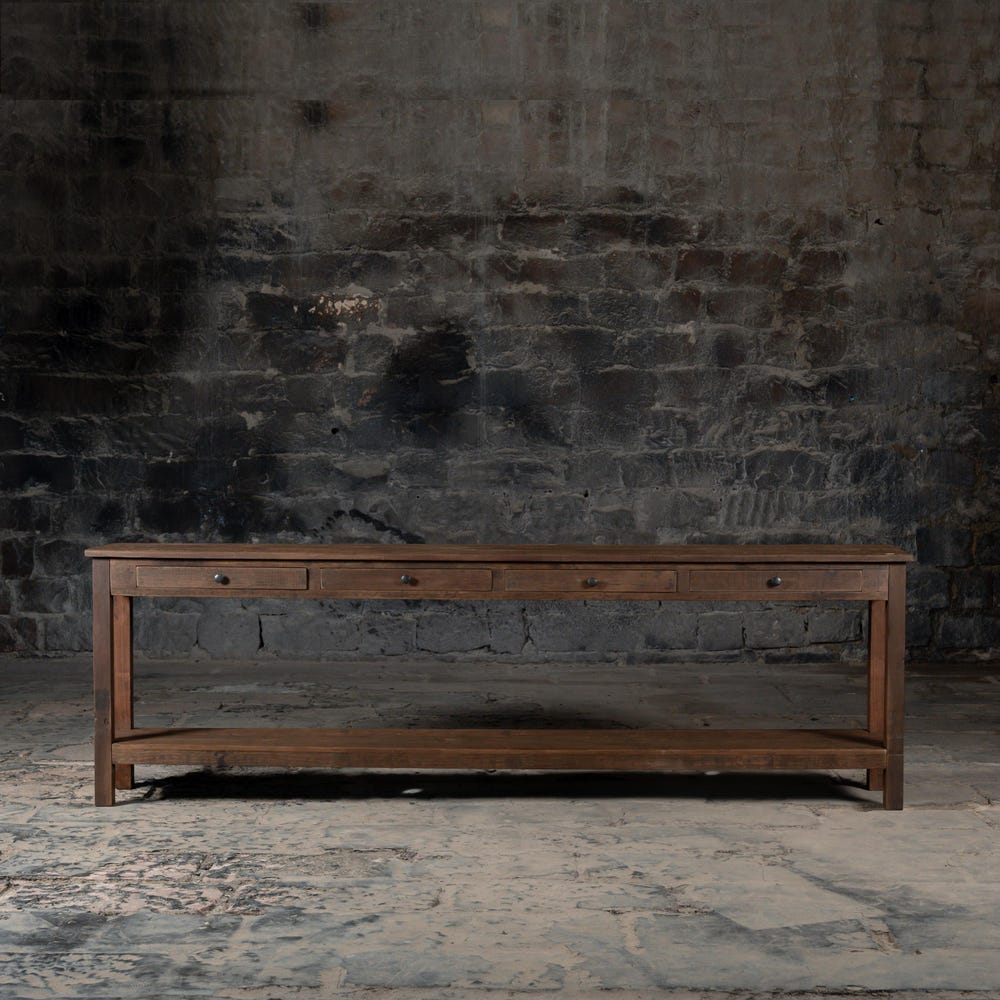 Rustic reclaimed Textured wood console table With Drawers and Shelf | Farmhouse Rustic Console table | Antique Finish | Entryway Console