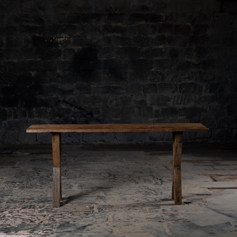 Vintage Reclaimed weathered wood Entryway console table | Rustic Bleach Finish Long Height Old Wooden End Table | Old Rustic Wooden Table