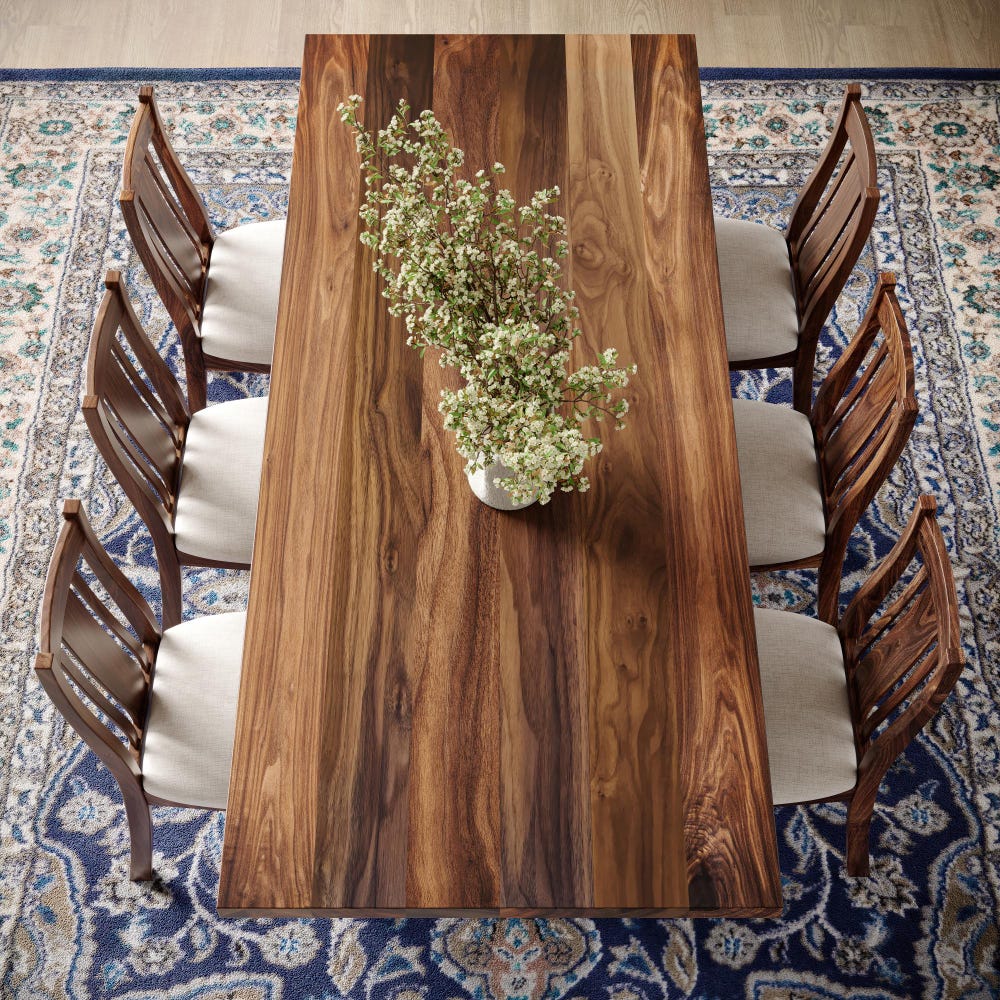 The Benedict Walnut Dining Table, Handcrafted Solid Wood Dining Table, Family Dining Table, Wooden Trestle Table