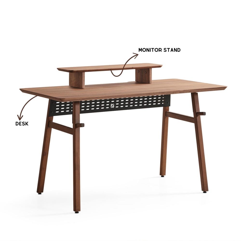 American Walnut Wooden Desk, Minimalist Computer Desk, Office Desk with Cable Organizer & Headphone Holder, Personalized Gift