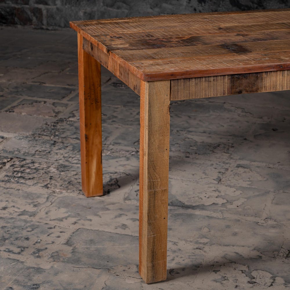 Vintage Dining Table Set | Reclaimed wood dining table + Benches | Rustic Natural Finish | Farmhouse Table with bench | Dining Table Set