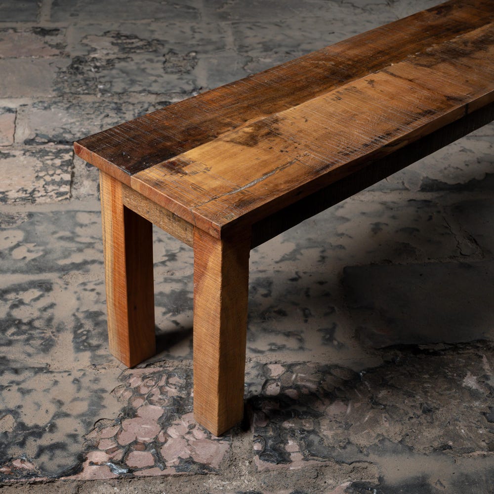 Vintage Dining Table Set | Reclaimed wood dining table + Benches | Rustic Natural Finish | Farmhouse Table with bench | Dining Table Set