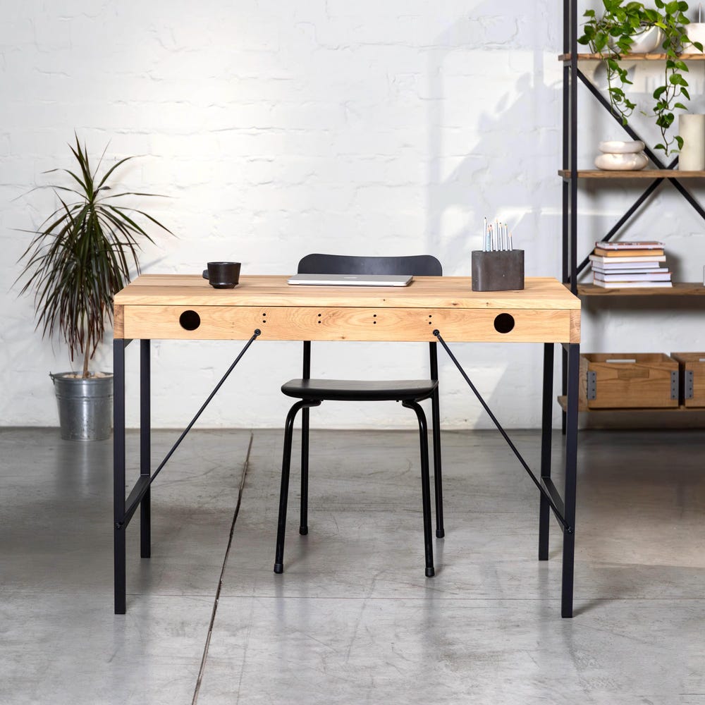 Computer Desk Mennen with Сontainer Oak Wooden Table Unique Solid Oak Wooden Farmhouse Furniture  Executive Wood Oak Office Writing Desk
