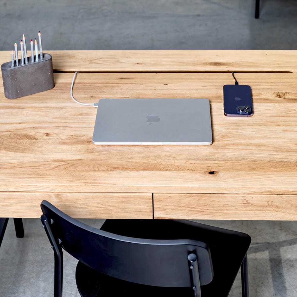 Computer Desk Mennen with Сontainer Oak Wooden Table Unique Solid Oak Wooden Farmhouse Furniture  Executive Wood Oak Office Writing Desk