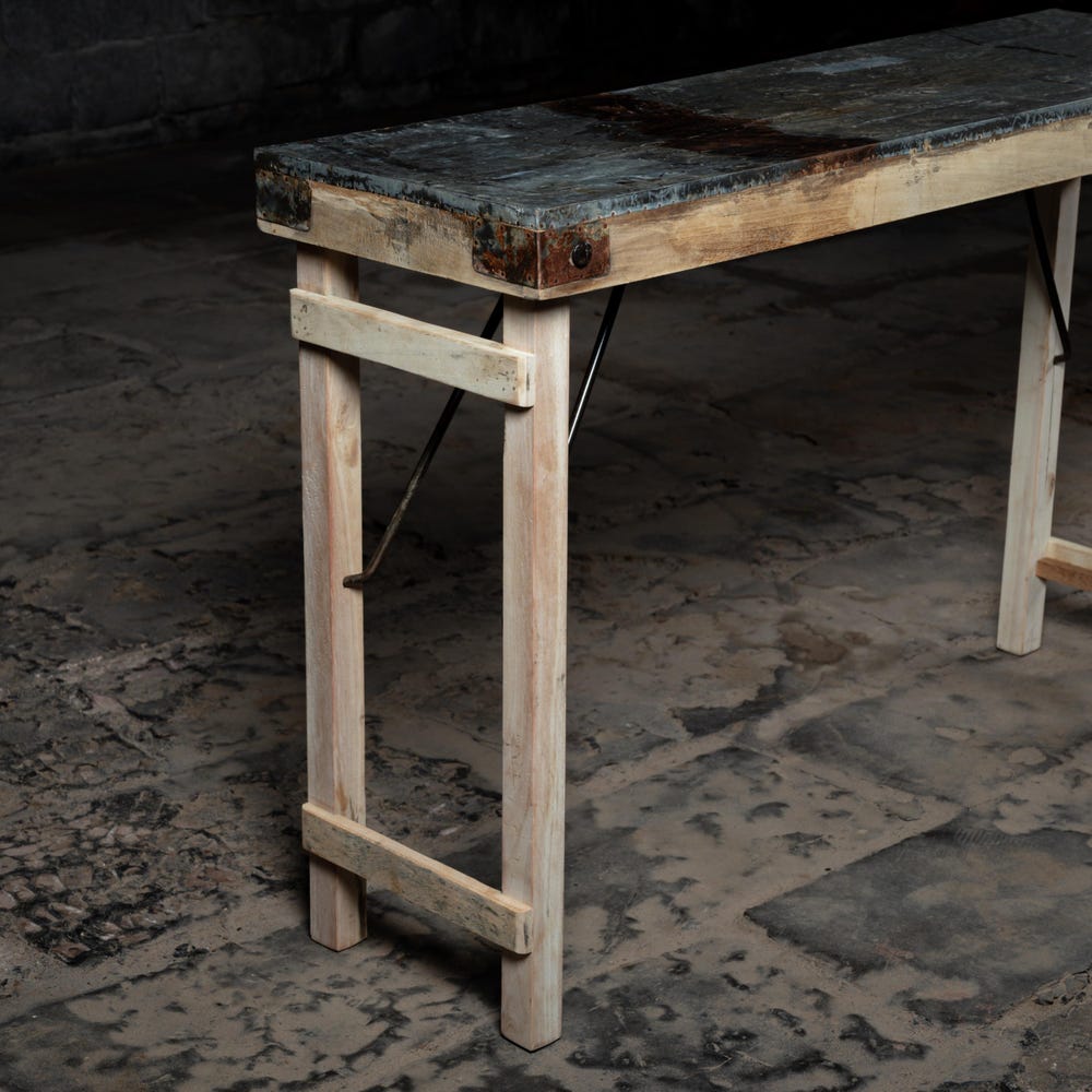 Rustic Iron top console table | Entry way console | Living room console | Vintage and antique farmhouse console table | Heaven Hinge