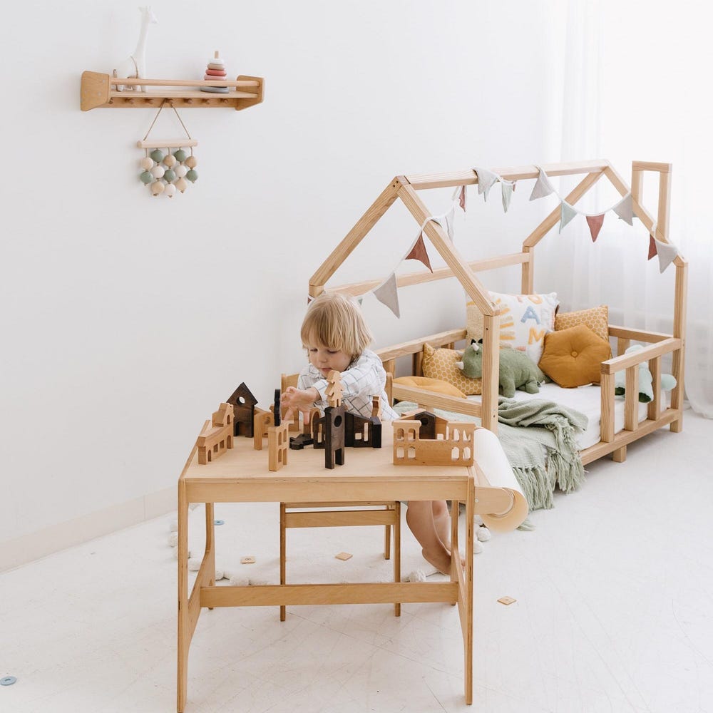 Christmas Village Set, Montessori Toys, Holiday Decor, Building Blocks for Toddler, Reusable Christmas Decoration, Wooden Village Houses
