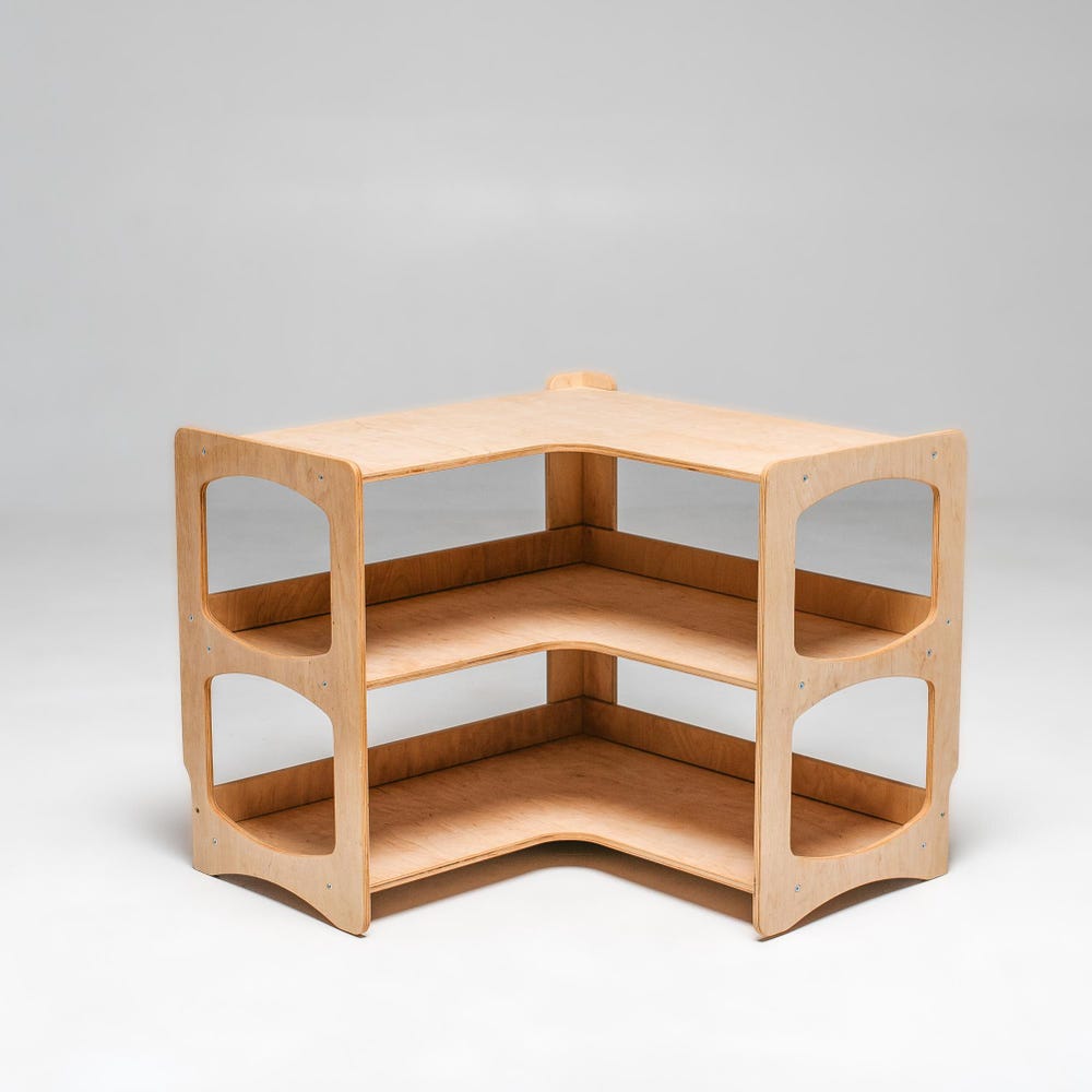 Corner 3 Tier Shelf for Nursery, Preschool Classroom Shelves, Montessori Furniture, Toy Storage, Playroom Space Organization, Kids Bookshelf