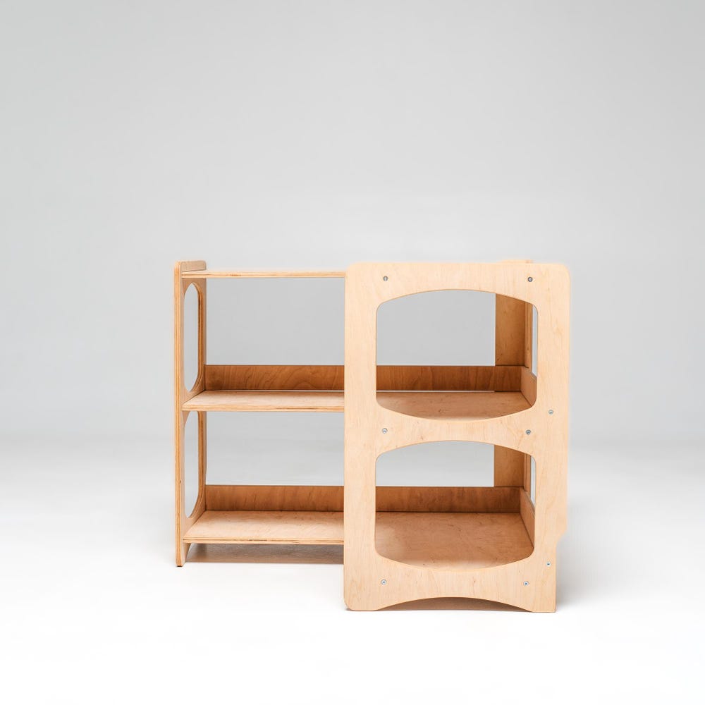 Corner 3 Tier Shelf for Nursery, Preschool Classroom Shelves, Montessori Furniture, Toy Storage, Playroom Space Organization, Kids Bookshelf