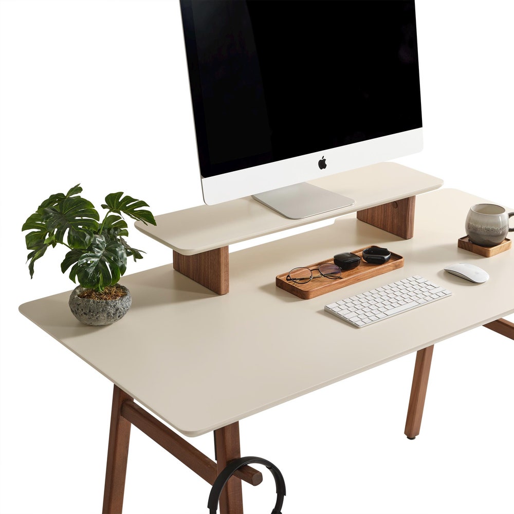 Wooden Work Desk, Wood Office Table, Minimalist Desk, Anthracite or Cream Table for Desk, Wooden Computer Desk, Personalized Gift