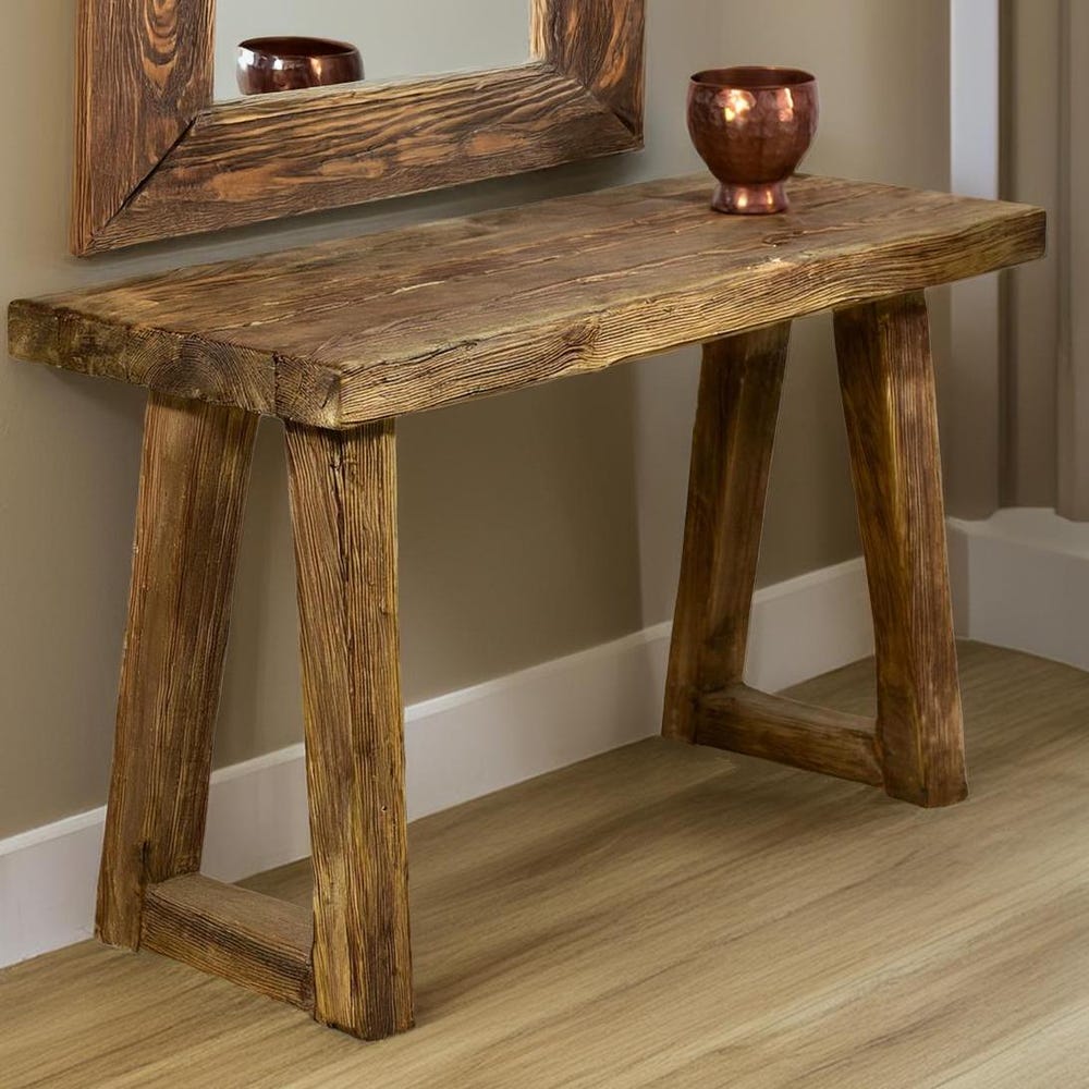 Custom Rustic Wooden Console Table – Handmade Farmhouse Live Edge Solid Wood Entryway Hallway Dresser – Narrow Handcrafted for Living Room