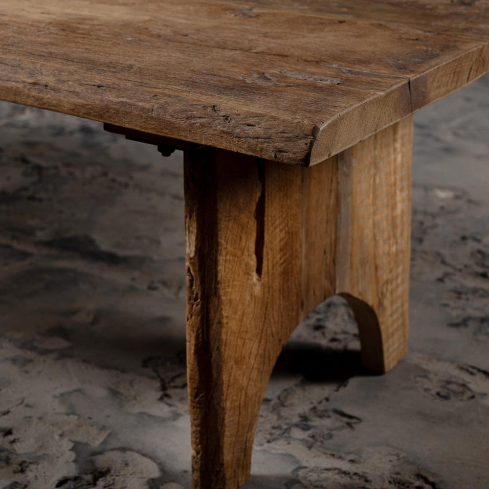 Vintage Arc Style Coffee Table | Reclaimed wood Coffee Table | Rustic Farmhouse Outdoor Garden Coffee Table | Natural Rustic Finish.
