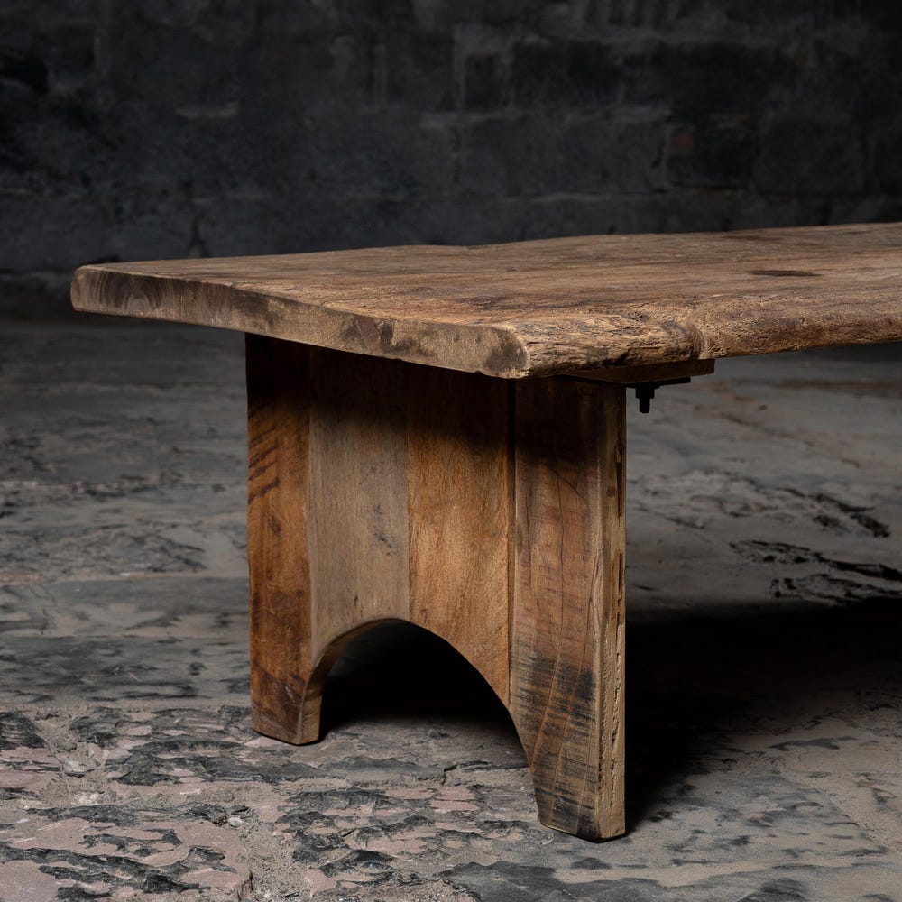 Vintage Arc Style Coffee Table | Reclaimed wood Coffee Table | Rustic Farmhouse Outdoor Garden Coffee Table | Natural Rustic Finish.