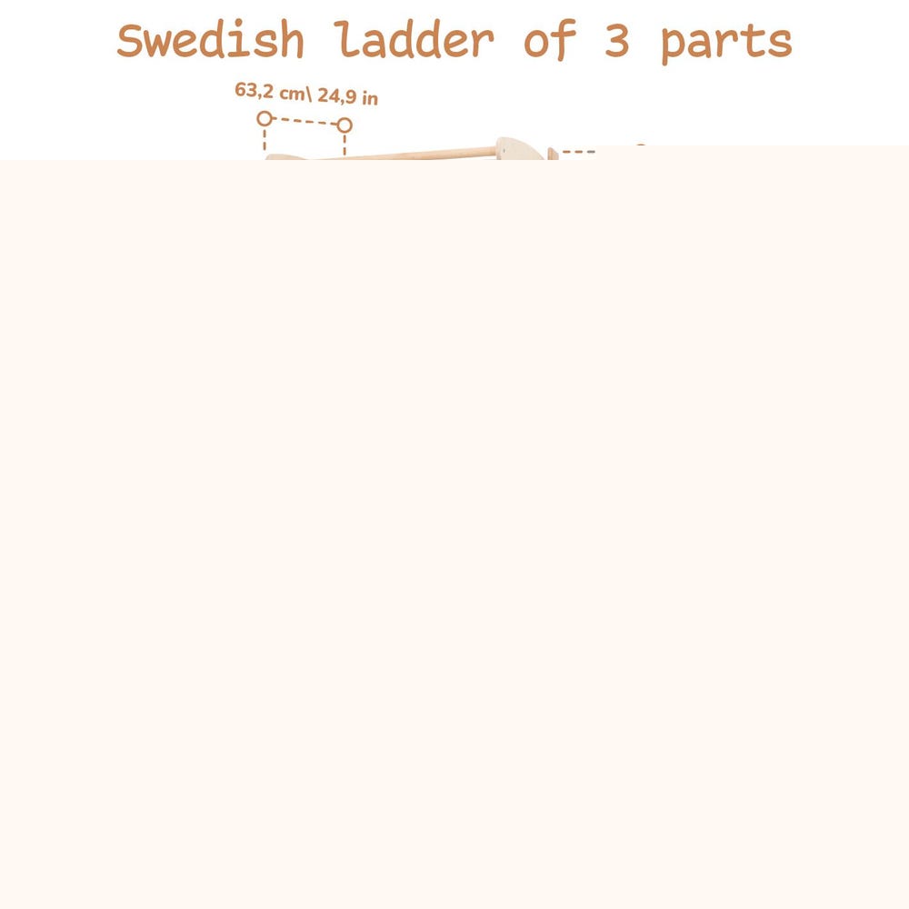 Swedish Ladder for Kids with Soft Play Blocks, Montessori Indoor Climbing Set, Wooden Wall-Mounted Gym for Toddlers and Kids, Climbing Toys
