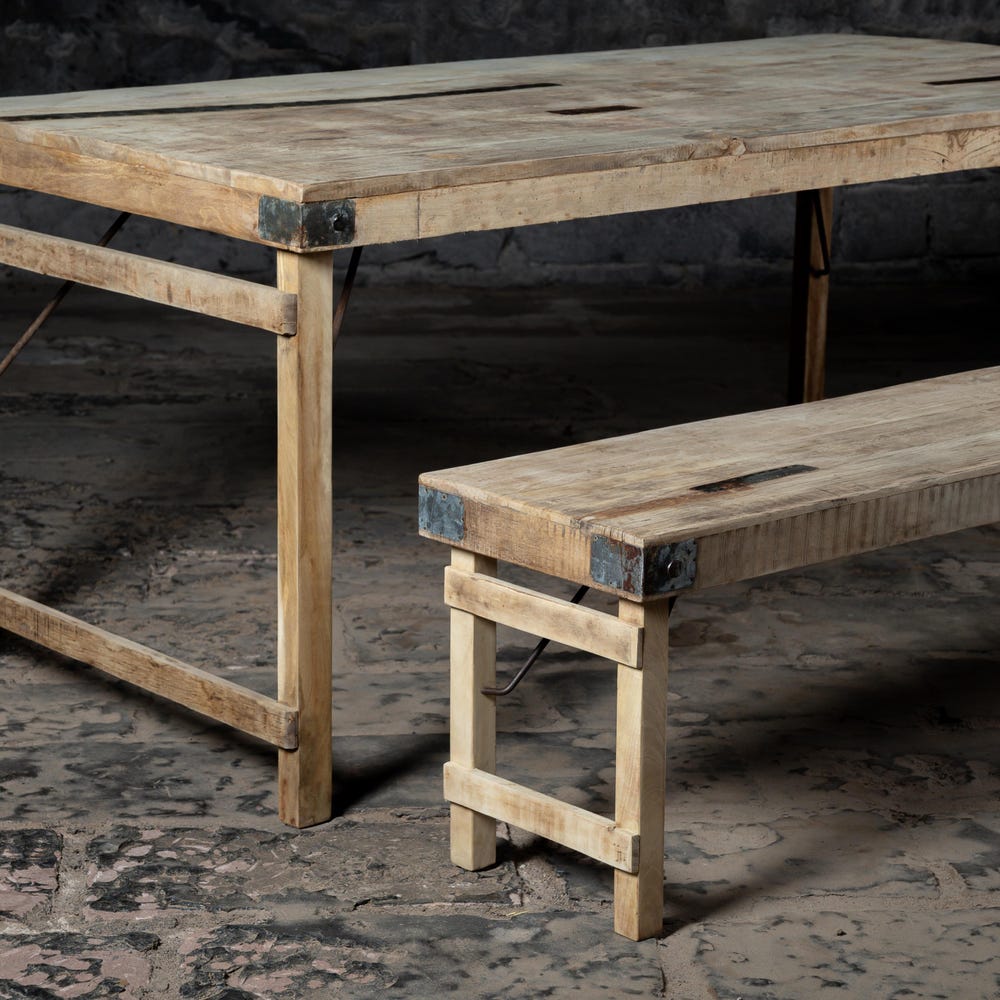 Vintage Reclaimed wood Dining table Set  | Farmhouse Rustic finish Dining Table set | Market Table | Antique finish | Wedding Table set