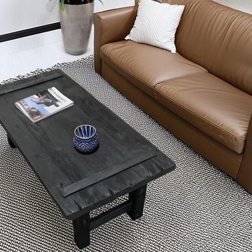 Custom Handmade Rustic Wooden Coffee Table - Farmhouse Style natural Live Edge Reclaimed Handcrafted solid rectangular wood table home decor