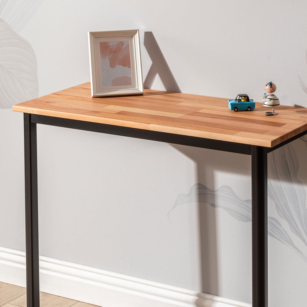 Wall-Mounted Wooden Floating Desk, Space-Saving Table with Supporting Aluminum Legs, Minimalist Home Office Table, Study Desk, Murphy Desk