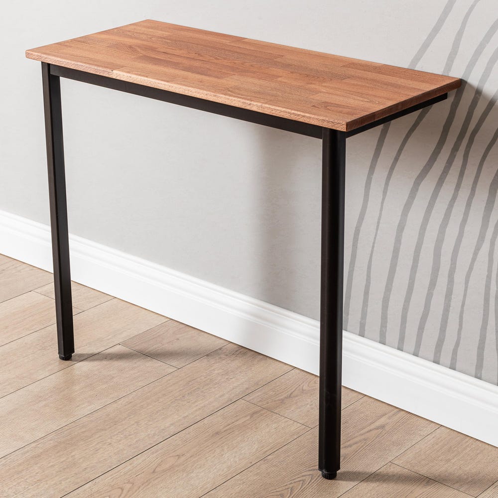 Wall-Mounted Wooden Floating Desk, Space-Saving Table with Supporting Aluminum Legs, Minimalist Home Office Table, Study Desk, Murphy Desk