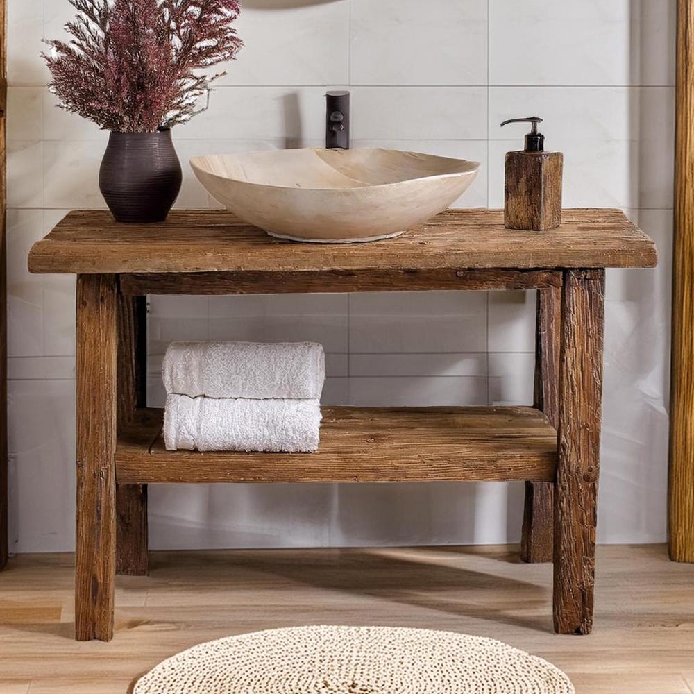 Wooden Rustic Style handmade bathroom vanity live edge solid wood cabinet sink table counter top farmhouse home decor furniture  handcrafted