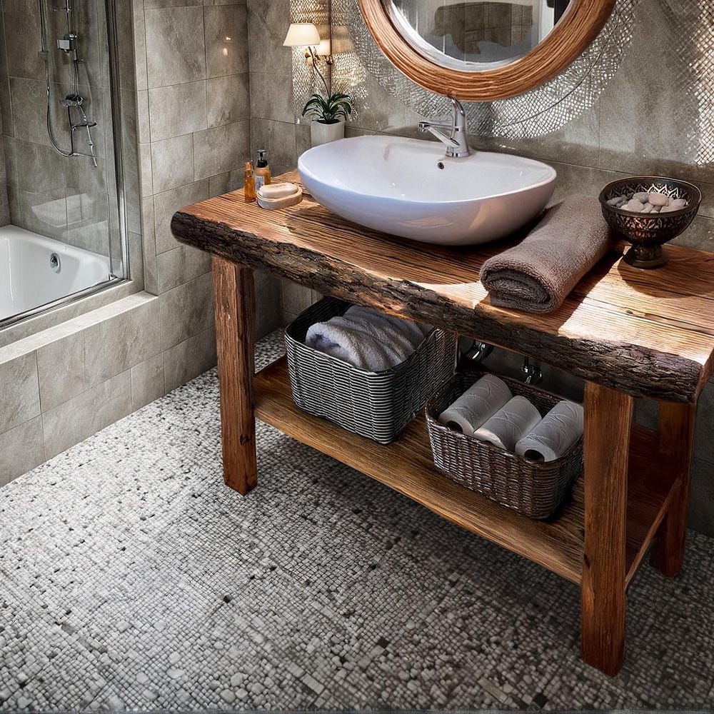 Wooden Rustic Style handmade bathroom vanity live edge solid wood cabinet sink table counter top farmhouse home decor furniture  handcrafted