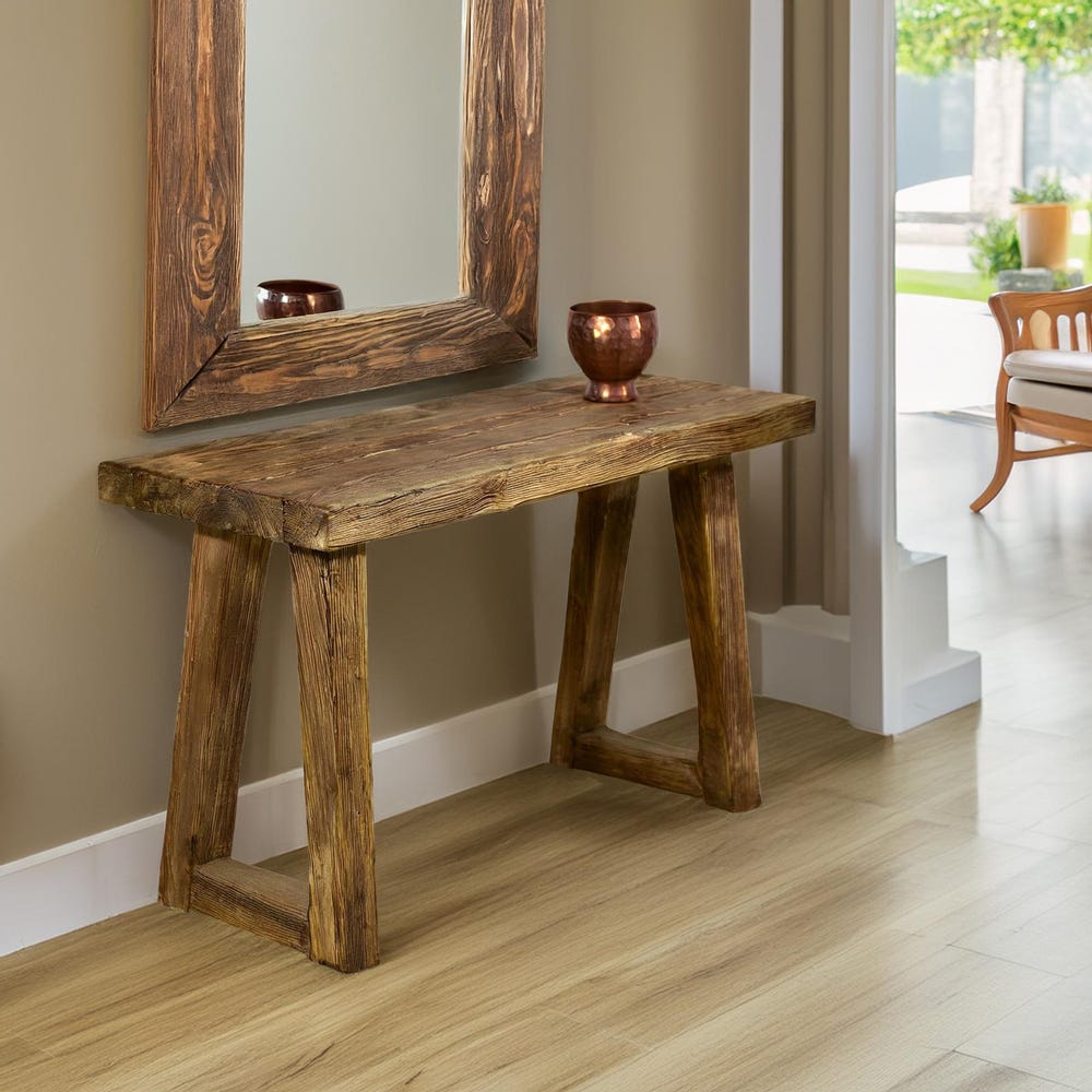 Custom Rustic Wooden Console Table – Handmade Farmhouse Live Edge Solid Wood Entryway Hallway Dresser – Narrow Handcrafted for Living Room