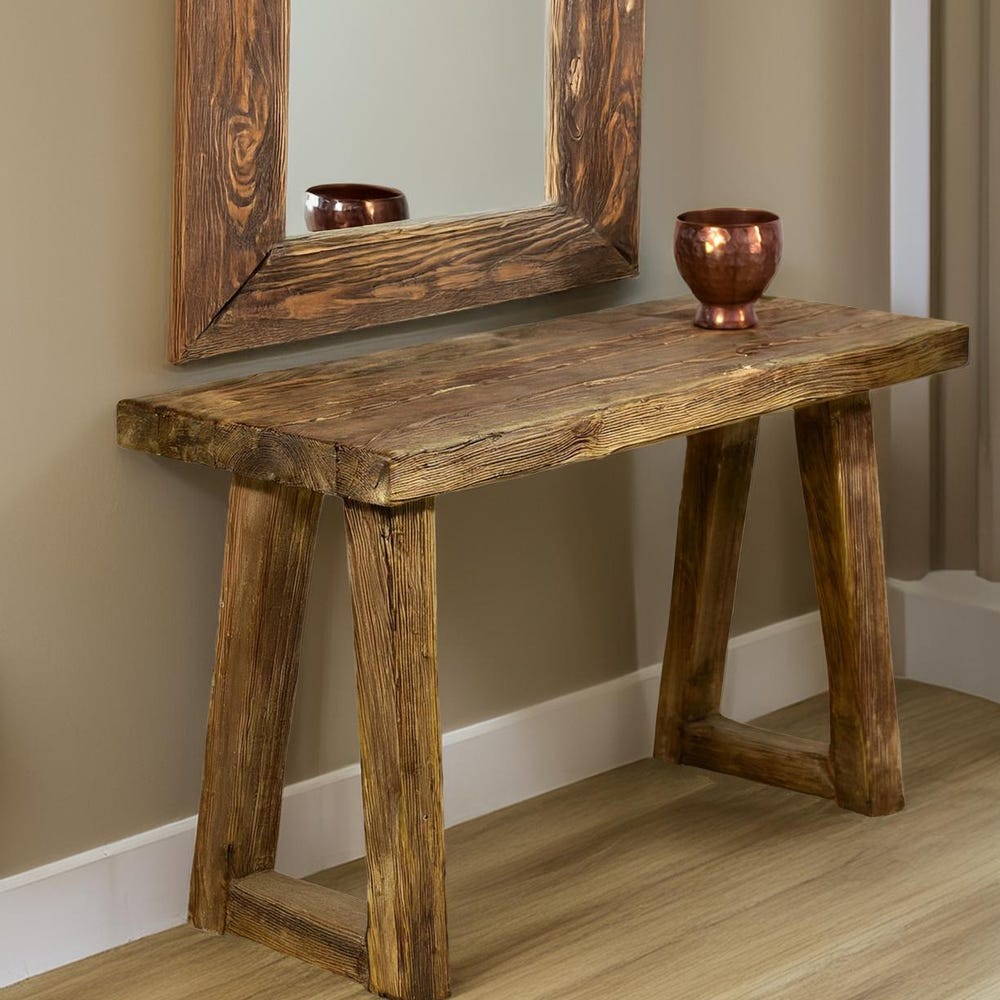 Custom Rustic Wooden Console Table – Handmade Farmhouse Live Edge Solid Wood Entryway Hallway Dresser – Narrow Handcrafted for Living Room