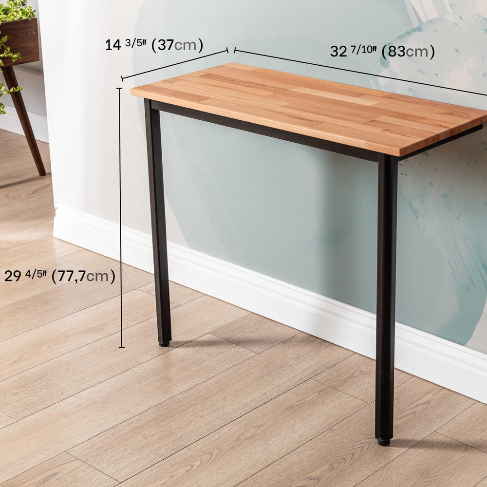 Wall-Mounted Wooden Floating Desk, Space-Saving Table with Supporting Aluminum Legs, Minimalist Home Office Table, Study Desk, Murphy Desk