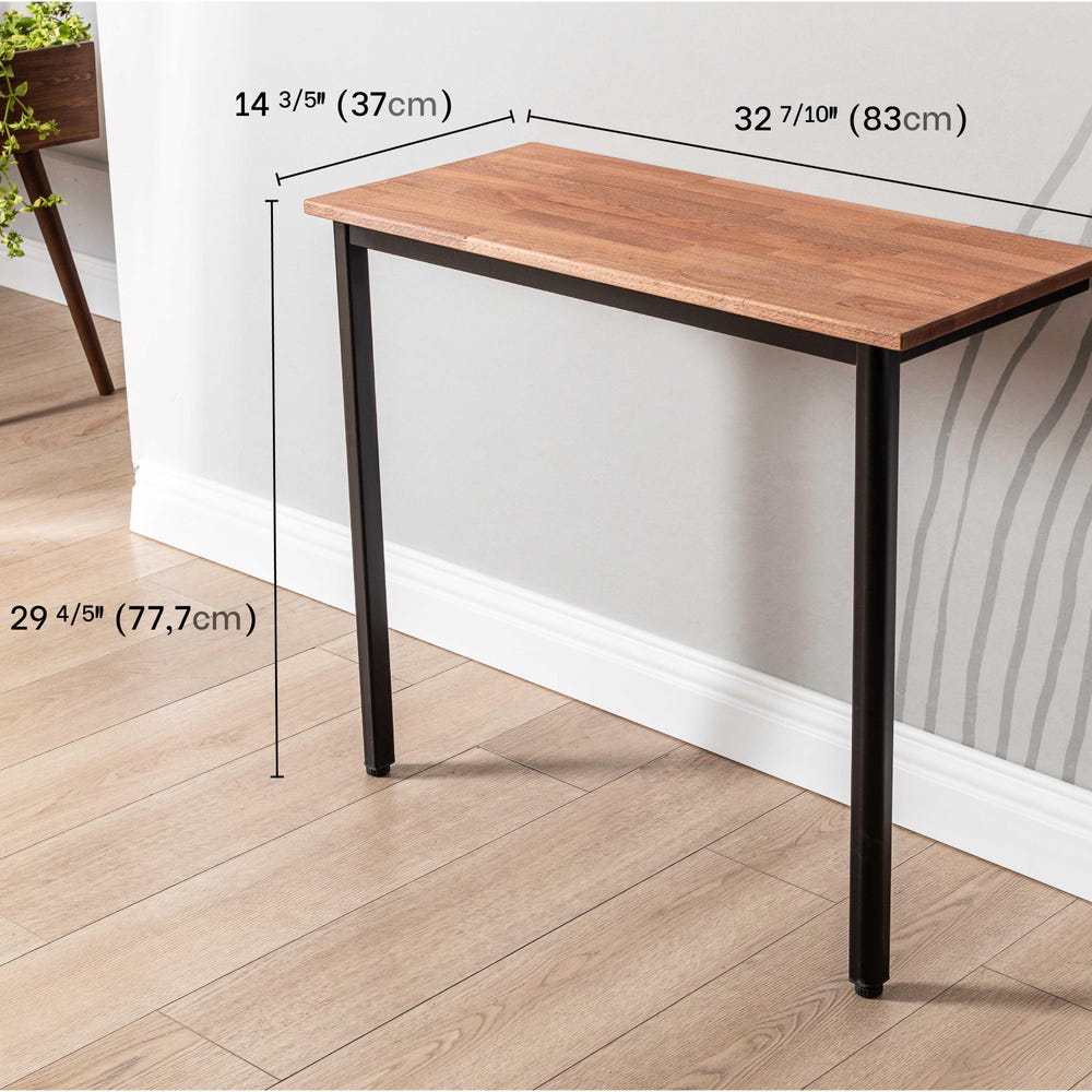 Wall-Mounted Wooden Floating Desk, Space-Saving Table with Supporting Aluminum Legs, Minimalist Home Office Table, Study Desk, Murphy Desk