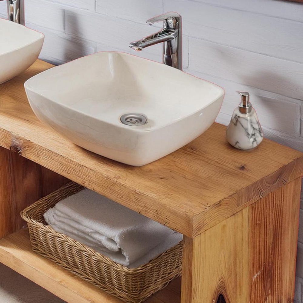 Wooden Floating Bathroom Vanity Farmhouse Style Sink Shelf with Live Edge Reclaimed Handcrafted cabinet table Handmade Rustic countertop