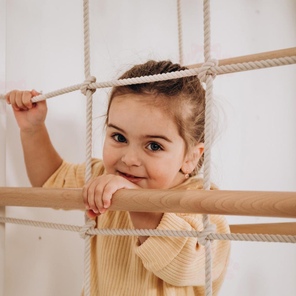 88x78" Giant Bridge Swedish Ladder & 1 Optional Rope Accessory: Gymnastics Rings, Waldorf Ladder, Baby Swing, Nursery Mobile Home Gym