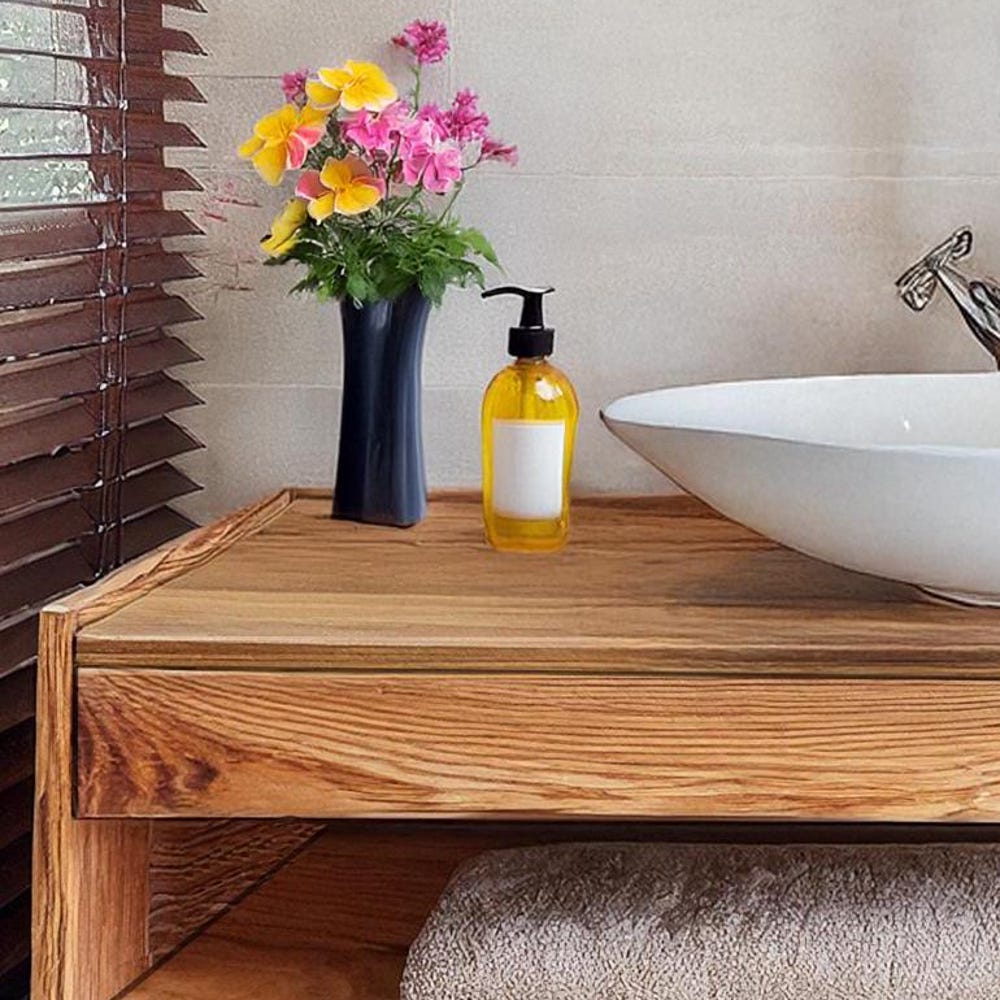 Wooden Floating Bathroom Vanity Farmhouse Style Sink Shelf with with drawer Handcrafted cabinet table Handmade Rustic countertop table decor