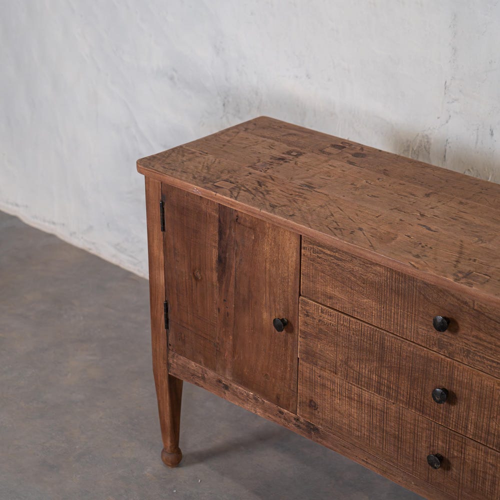 Barnwood Breeze Buffet | Living room Buffet | Entryway console | Carved Legs | Customizable | Reclaimed wood | Farmhouse Wooden Sideboard