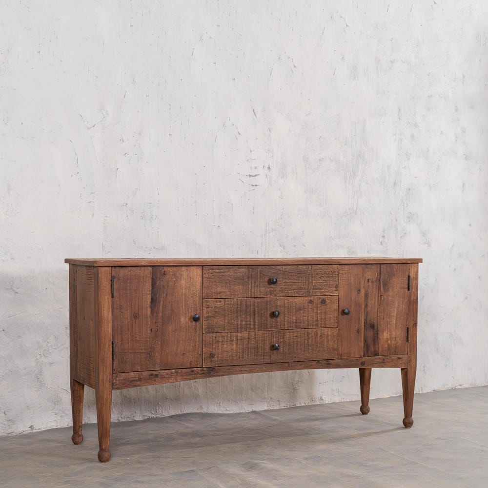 Barnwood Breeze Buffet | Living room Buffet | Entryway console | Carved Legs | Customizable | Reclaimed wood | Farmhouse Wooden Sideboard