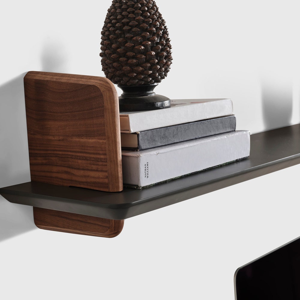 Custom Wooden Wall Shelf in Cream or Anthracite, Modern Wall Mounted Shelf, Personalized Color and Size Decorative Storage Shelf