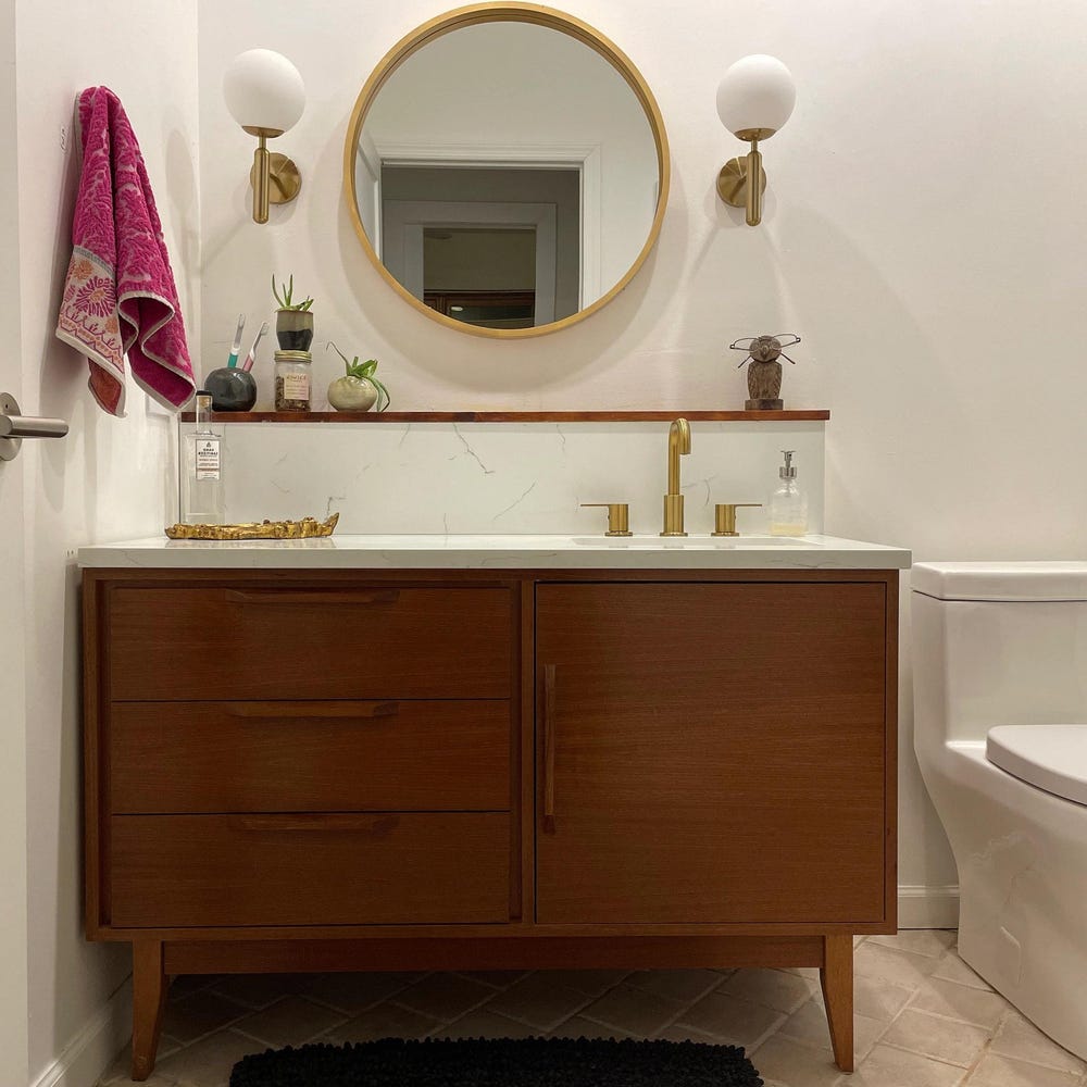 48" Bespoke Bathroom Vanity Cabinet - Right Offset Single Sink, 1 Door, 3 Drawers - For  Home Build or Remodel
