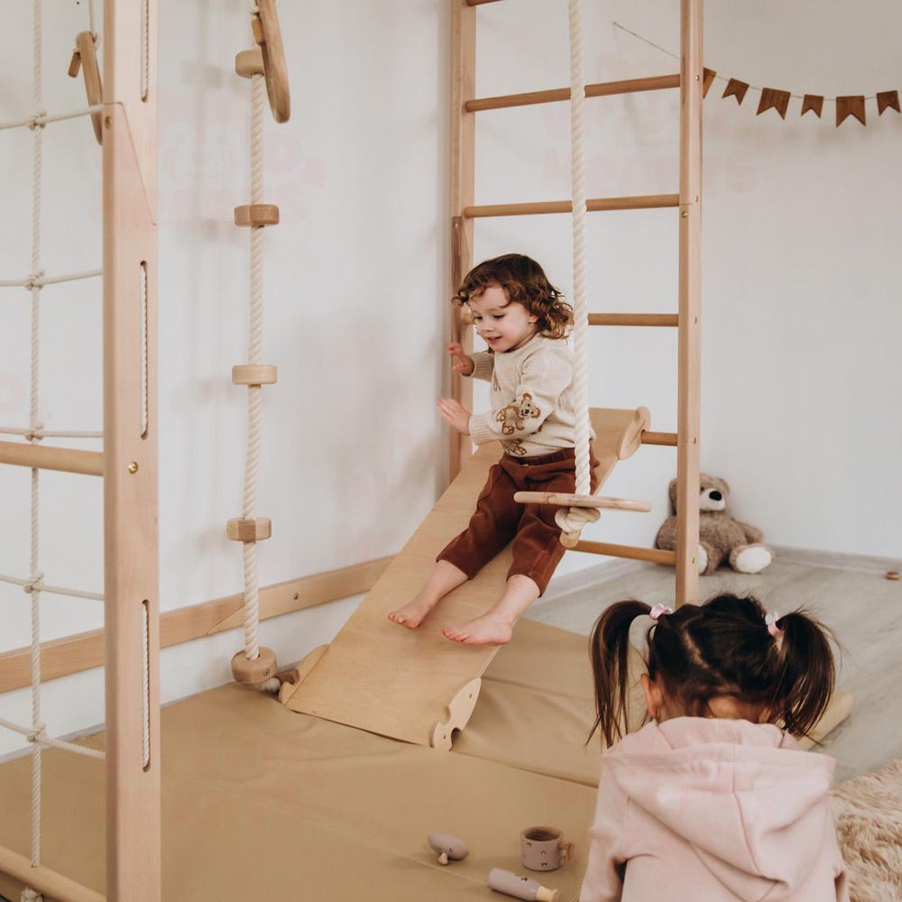 88x78" Swedish Ladder, Monkey Bars Gym, Indoor Climbing Playground, Waldorf Activity Center, Indoor Swing, Montessori Climbing Wall Net