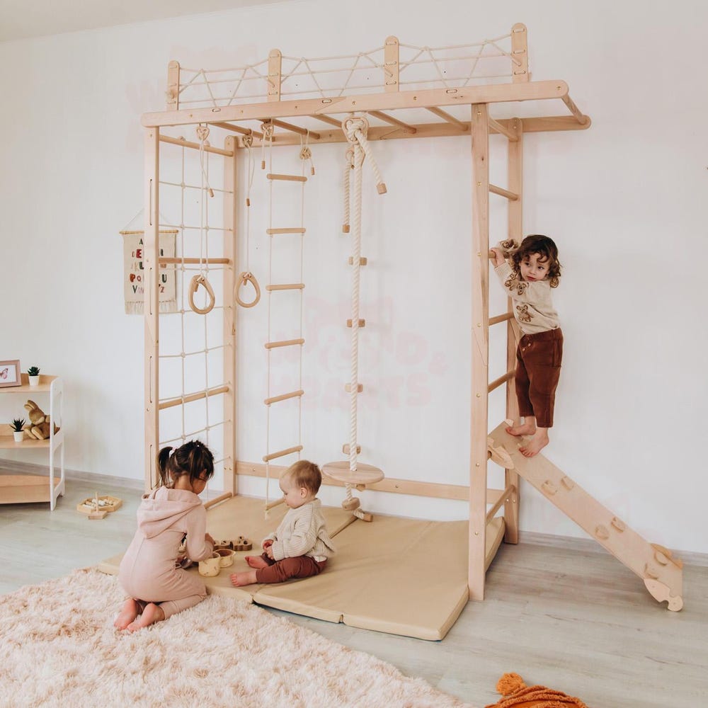 88x78" Swedish Ladder, Monkey Bars Gym, Indoor Climbing Playground, Waldorf Activity Center, Indoor Swing, Montessori Climbing Wall Net
