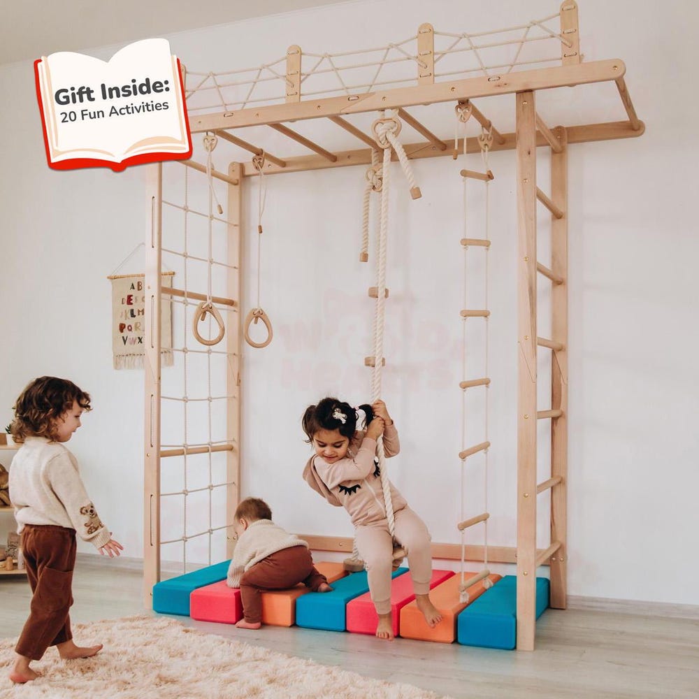 88x78" Swedish Ladder with accessories, Indoor Climbing Gym, Soft Play Equipment, Montessori Soft Play Blocks, Foam Climbing